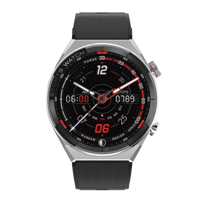 Smart Watch DT3 Mate ezüst színű okosóra forgatható funkciógombbal - gumi + ajándék barna bőrszíj